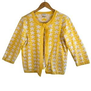 Size M Yellow Star Print Cardigan Circuscore Button Front Sweater